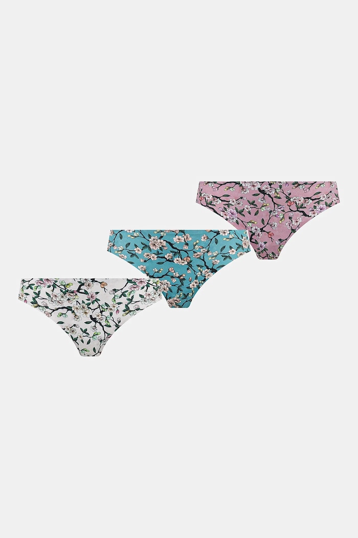 Figi damskie briefs w kwiaty (3-pack) kolor multicolor dzianina multicolor RS25-BID304