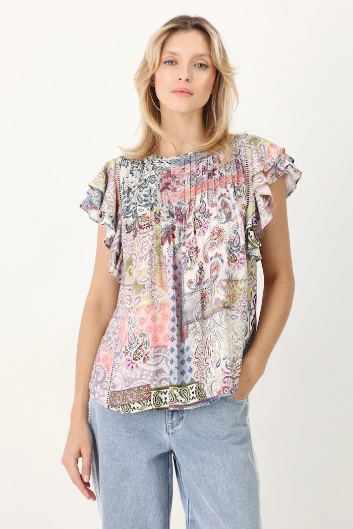Bluzka damska z wiskozy wzorzysta kolor multicolor wzorzyste multicolor RS25-BKD501
