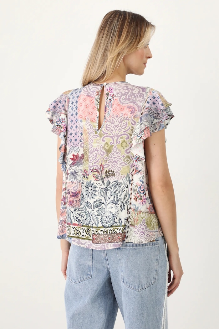 Odzież Bluzka damska z wiskozy wzorzysta kolor multicolor RS25-BKD501 multicolor