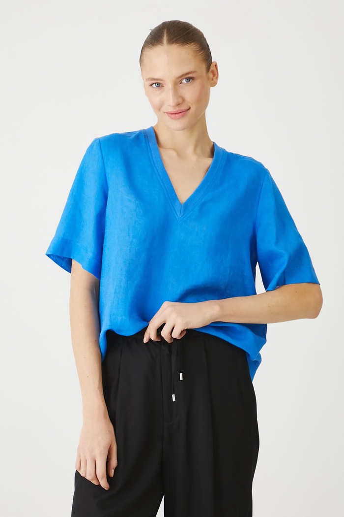 Medicine bluza din in uni albastru RS25-BKDB02