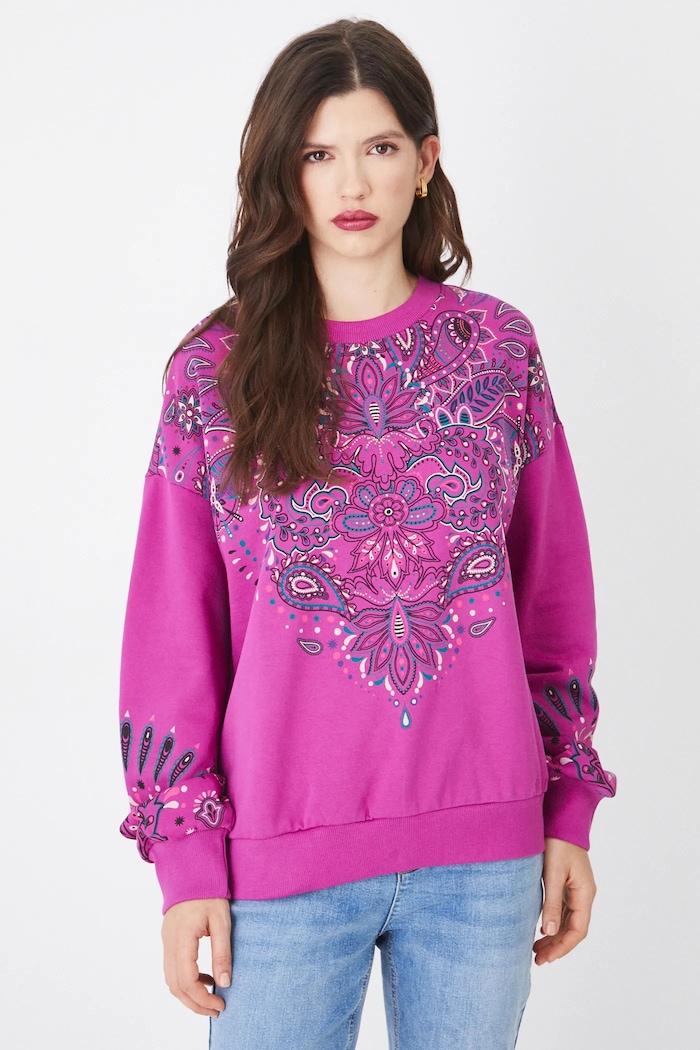 Bluza damska z nadrukiem kolor fioletowy pozostałe fioletowy RS25-BLD101