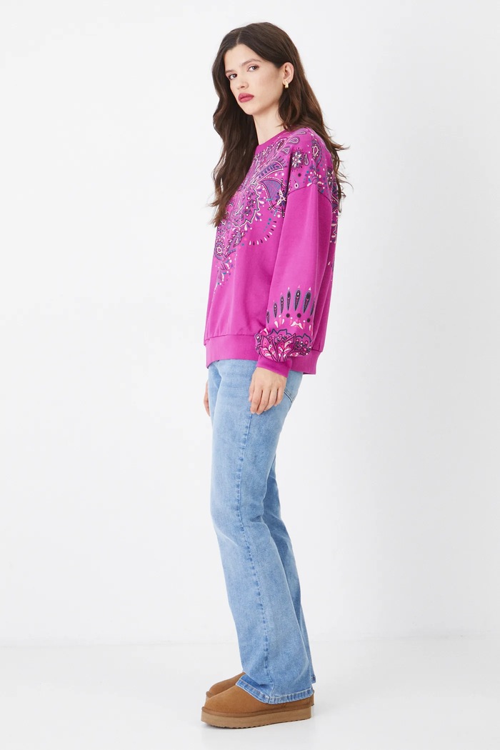 Bluza damska z nadrukiem kolor fioletowy RS25-BLD101 fioletowy RS25