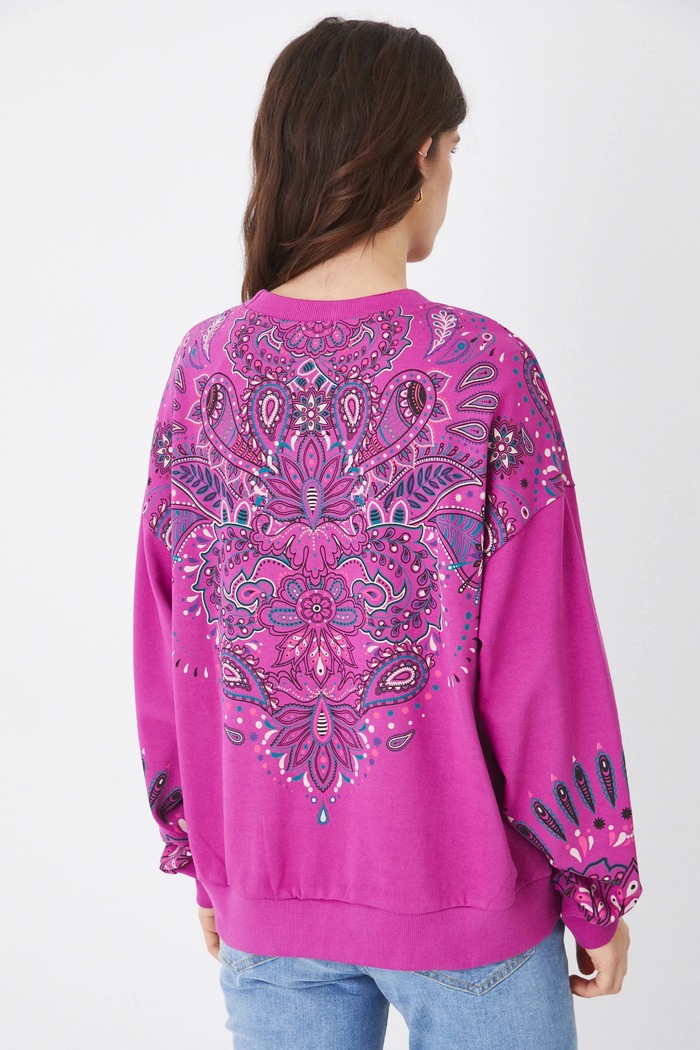 Odzież Bluza damska z nadrukiem kolor fioletowy RS25-BLD101 fioletowy
