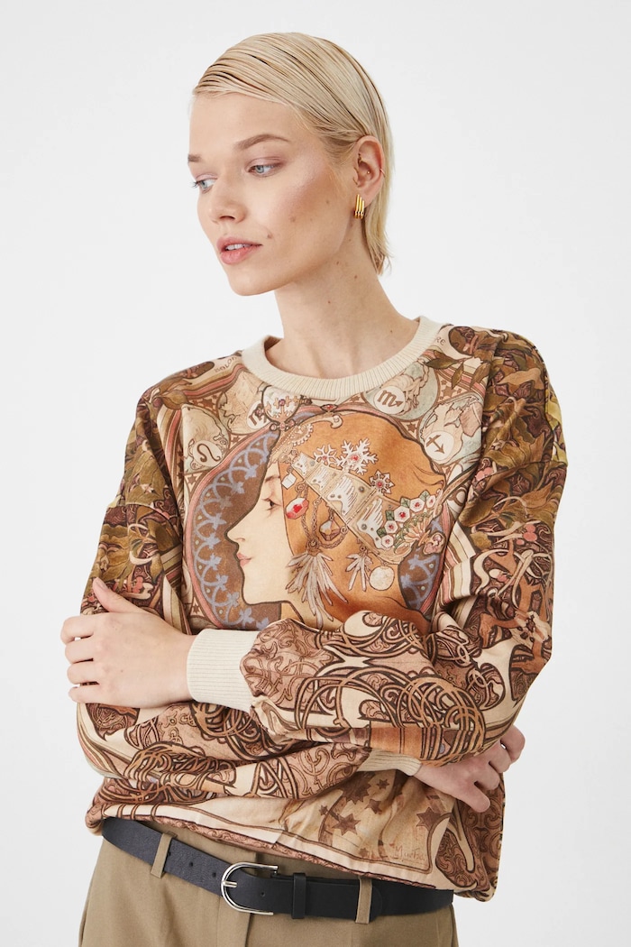 Bluza bawełniana damska z kolekcji Eviva L'arte kolor beżowy beżowy RS25.BLD255