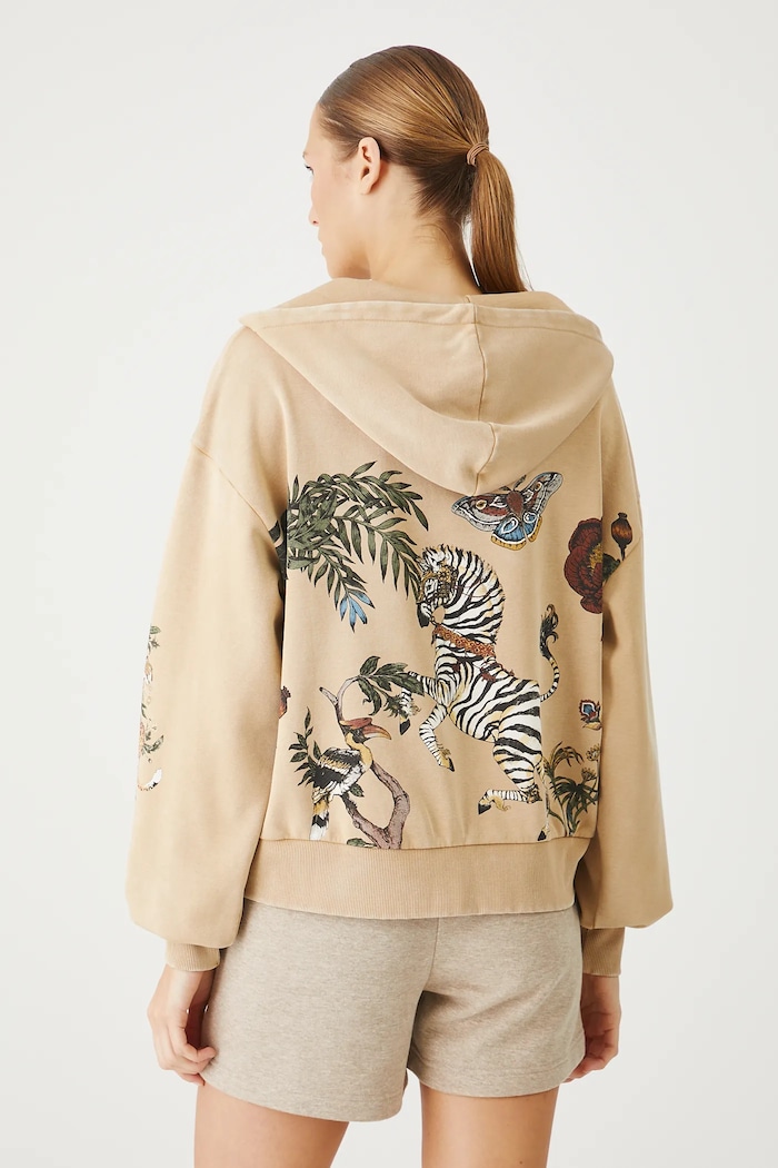 Bluza bawełniana damska z nadrukami kolor beżowy RS25.BLD801 beżowy RS25