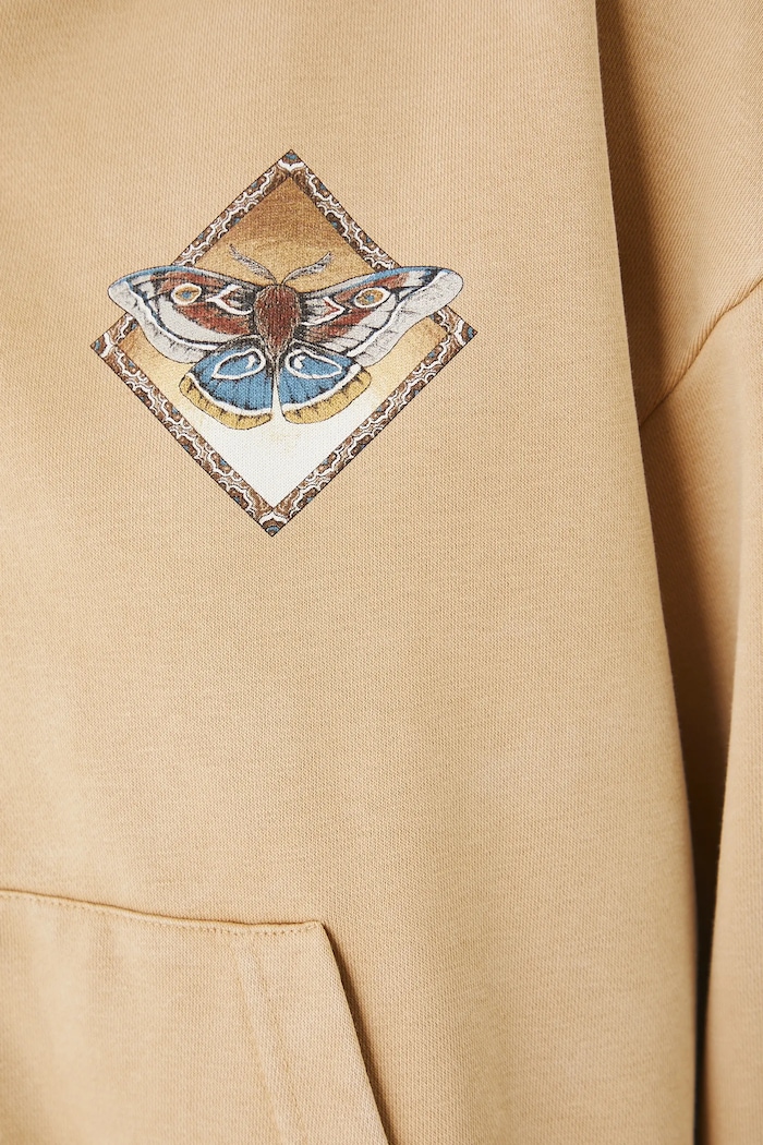 Bluza bawełniana damska z nadrukami kolor beżowy RS25.BLD801 beżowy