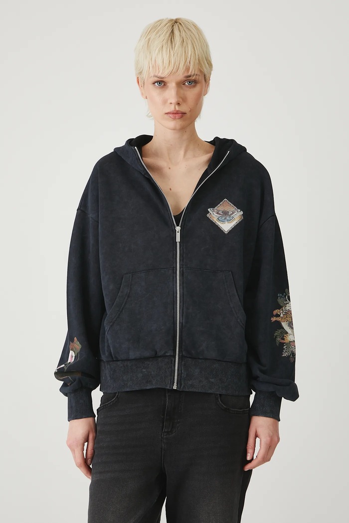 Bluza bawełniana damska z nadrukami kolor szary RS25.BLD801 szary RS25