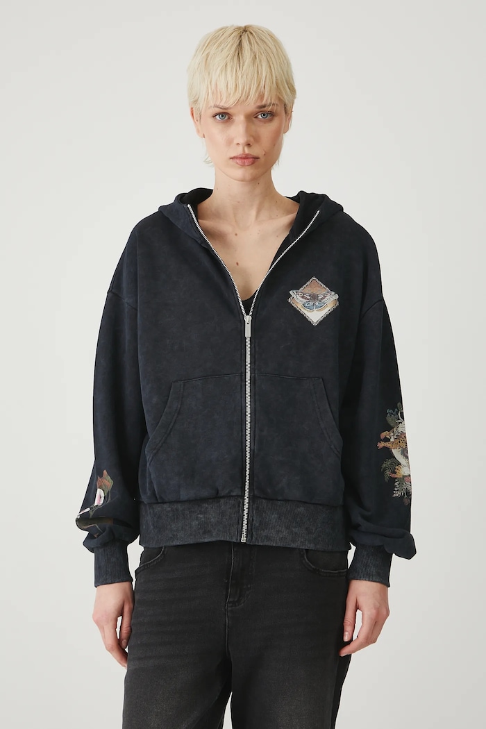 Bluza bawełniana damska z nadrukami kolor szary RS25.BLD801 szary RS25