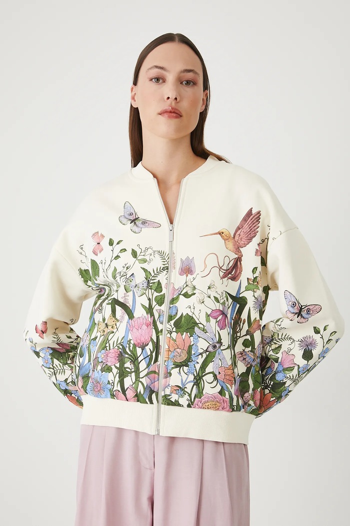 Bluza damska z nadrukiem kolor beżowy pozostałe beżowy RS25-BLD900