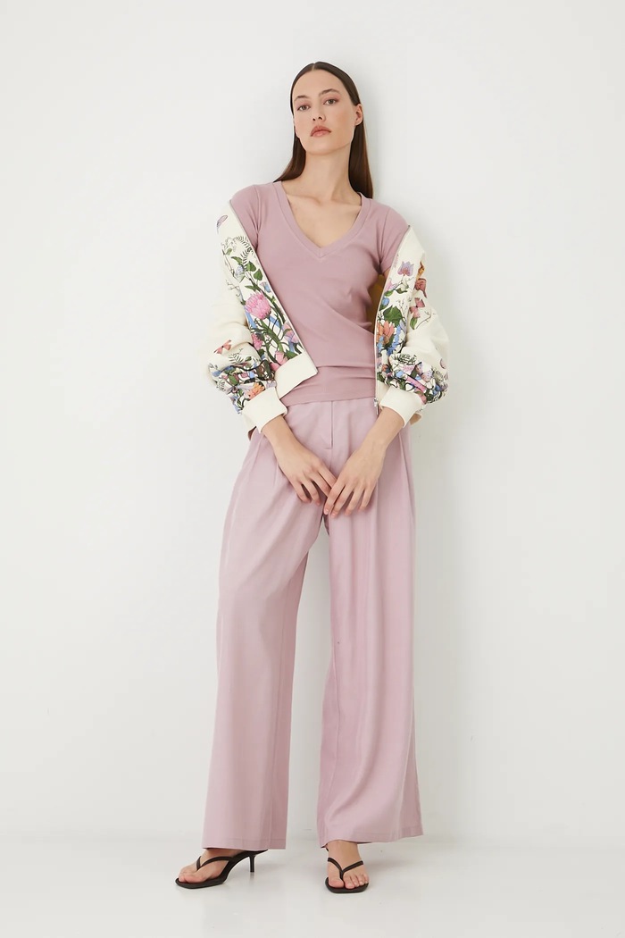 Bluza damska z nadrukiem kolor beżowy RS25-BLD900 beżowy RS25