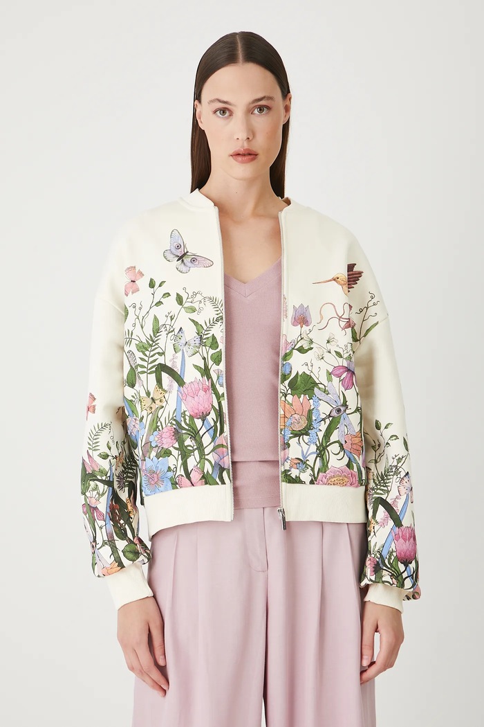 Bluza damska z nadrukiem kolor beżowy beżowy RS25-BLD900