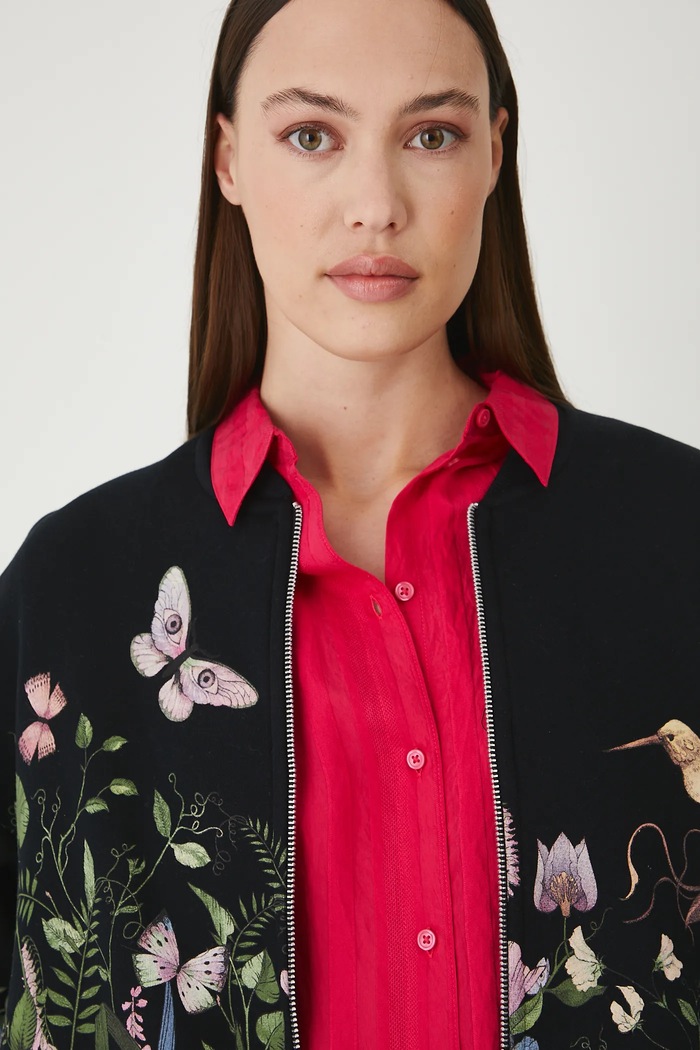 Bluza damska z nadrukiem kolor czarny RS25-BLD900 czarny
