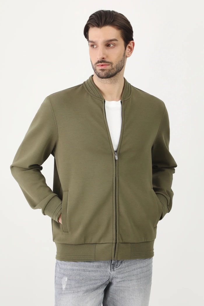Bluza męska interlock gładka kolor zielony z elastanem zielony RS25.BLM501
