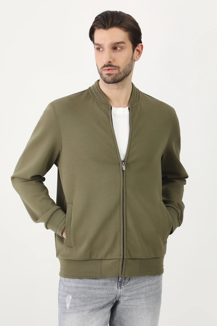 Bluza męska interlock gładka kolor zielony z elastanem zielony RS25.BLM501