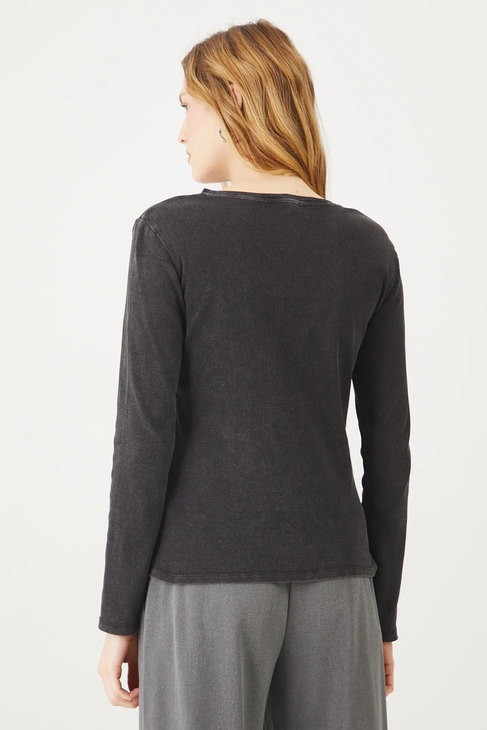 Odzież Longsleeve bawełniany damski z elastanem prążkowany kolor szary RS25.BUD040 szary