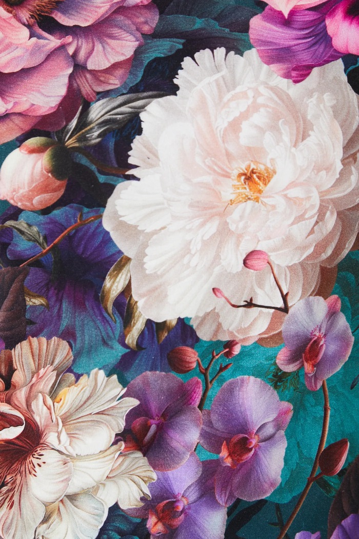 Longsleeve bawełniany damski z elastanem w kwiaty kolor turkusowy RS25-BUD302 turkusowy