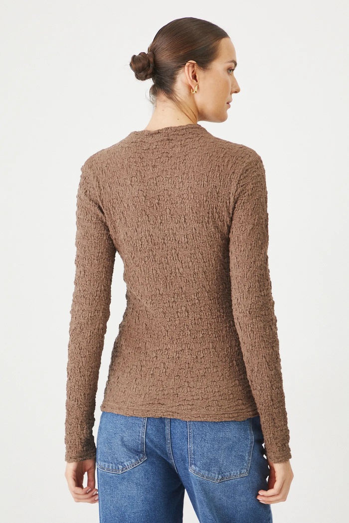 Odzież Longsleeve damski z fakturą kolor beżowy RS25-BUD304 beżowy