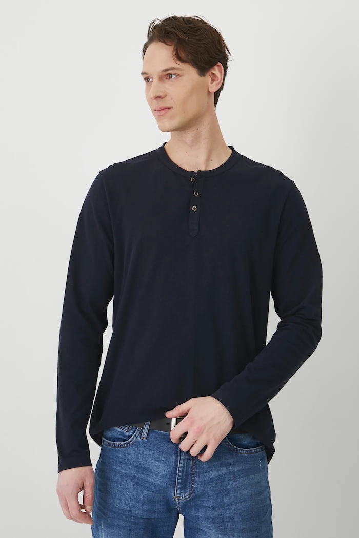 Longsleeve bawełniany męski gładki kolor granatowy bawełna granatowy RS25-BUM050