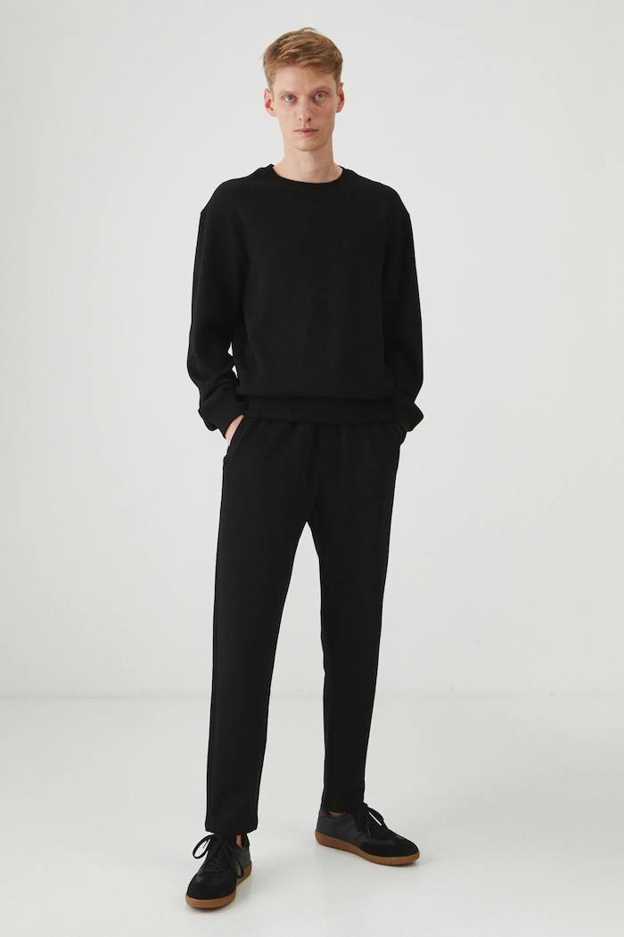 Longsleeve bawełniany męski z fakturą kolor czarny RS25.BUM102 czarny RS25