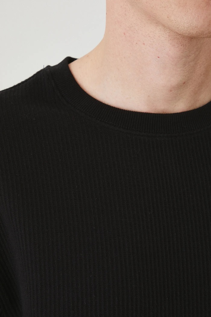 Longsleeve bawełniany męski z fakturą kolor czarny RS25.BUM102 czarny