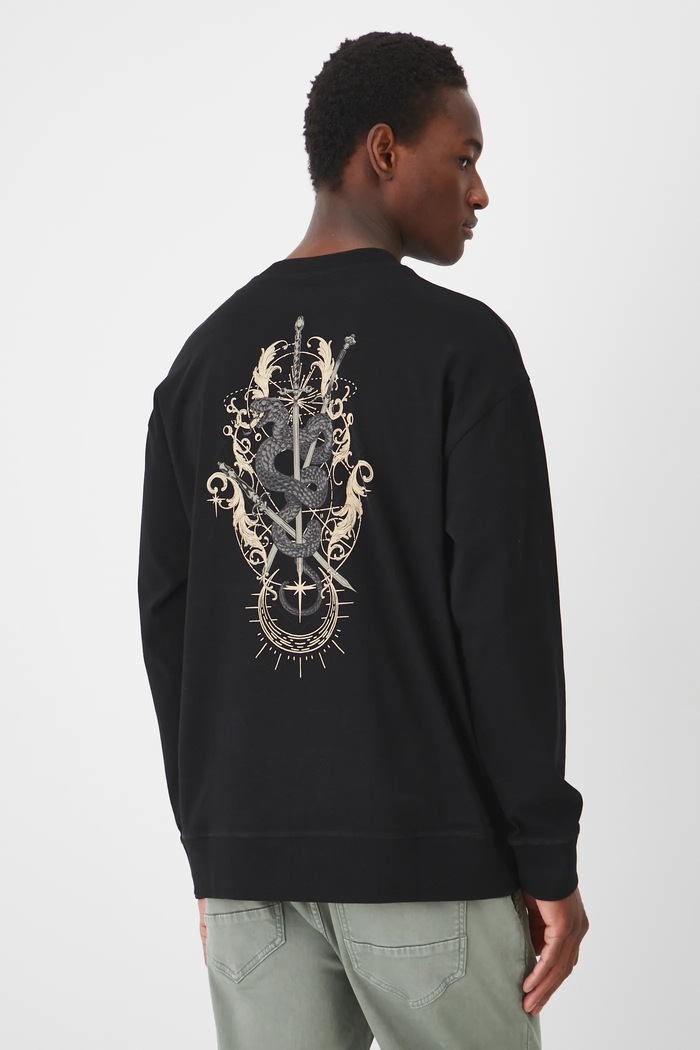 Longsleeve bawełniany męski z nadrukiem kolor czarny czarny RS25.BUM400