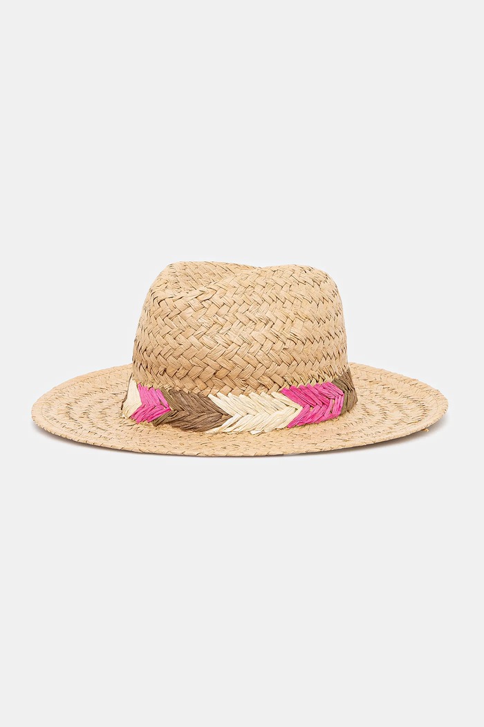 Kapelusz damski handmade pleciony kolor beżowy aplikacja beżowy RS25-CAD907