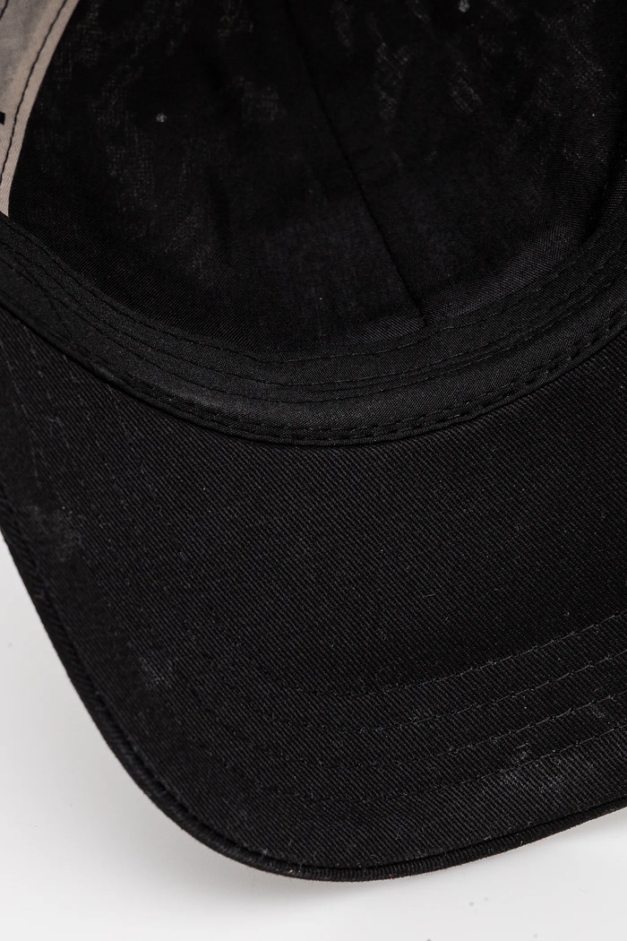 Czapka z daszkiem bawełniana damska z ozdobną naszywką kolor czarny czarny RS25-CAD913