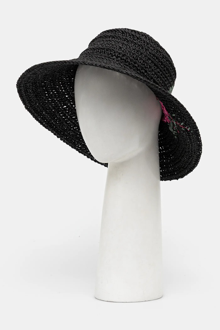 Kapelusz damski handmade pleciony kolor czarny RS25-CAD914 czarny RS25