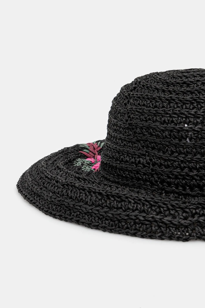 Akcesoria Kapelusz damski handmade pleciony kolor czarny RS25-CAD914 czarny