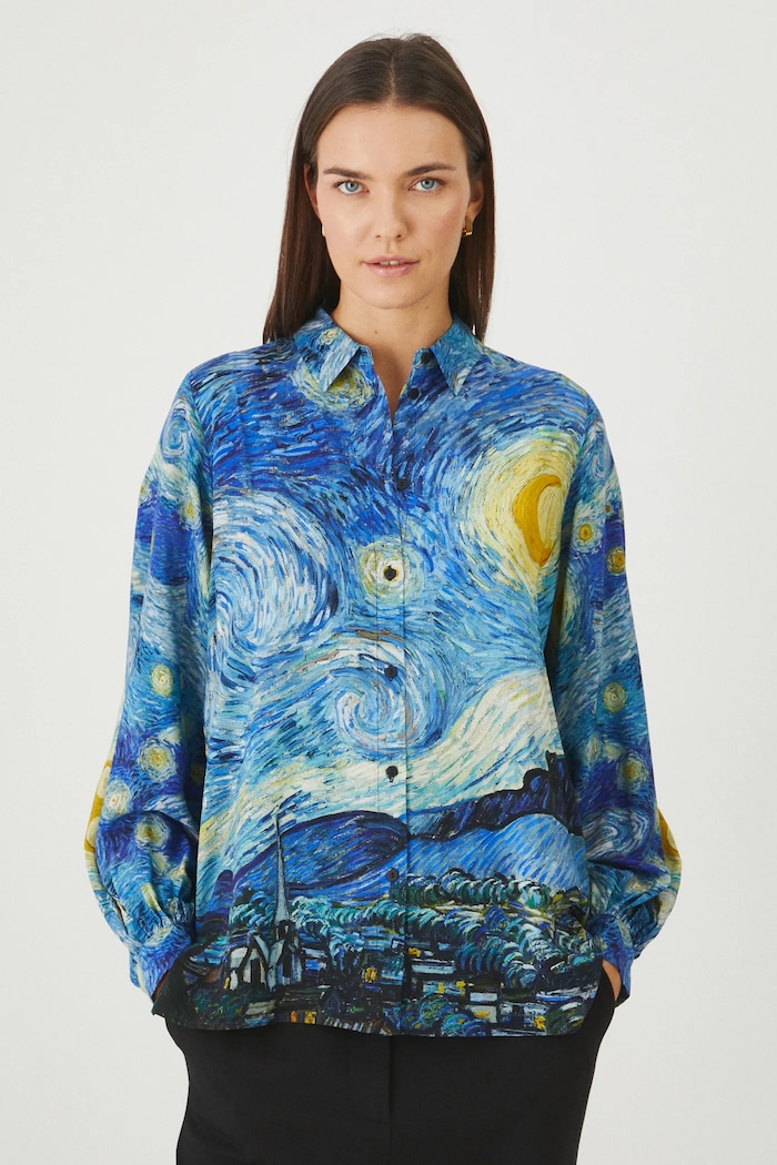 Odzież Koszula damska z wiskozy z kolekcji Dzień Kota kolor multicolor RS25.KDD350 multicolor