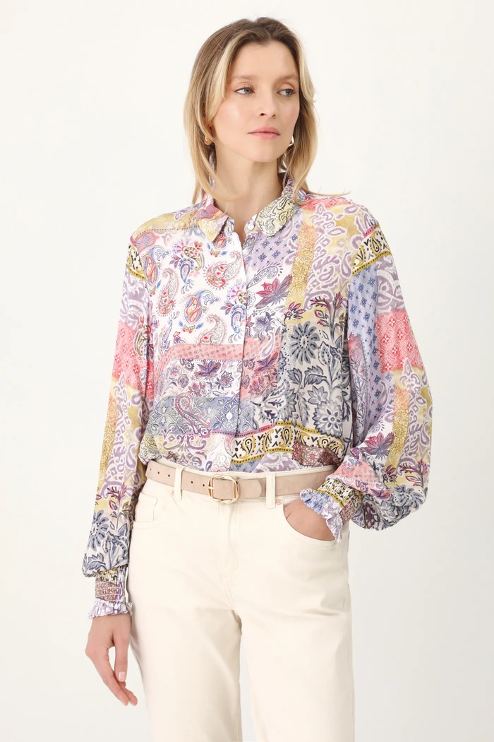 Koszula damska oversize wzorzysta kolor multicolor casual multicolor RS25.KDD501