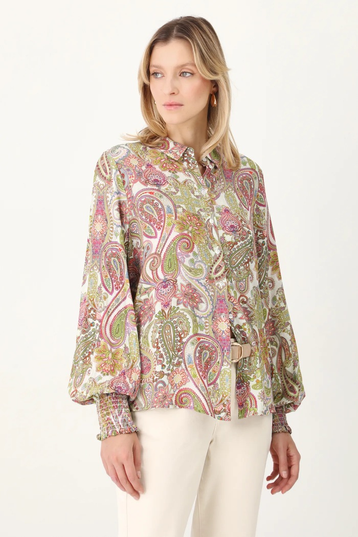 Koszula damska oversize wzorzysta kolor multicolor casual multicolor RS25.KDD501