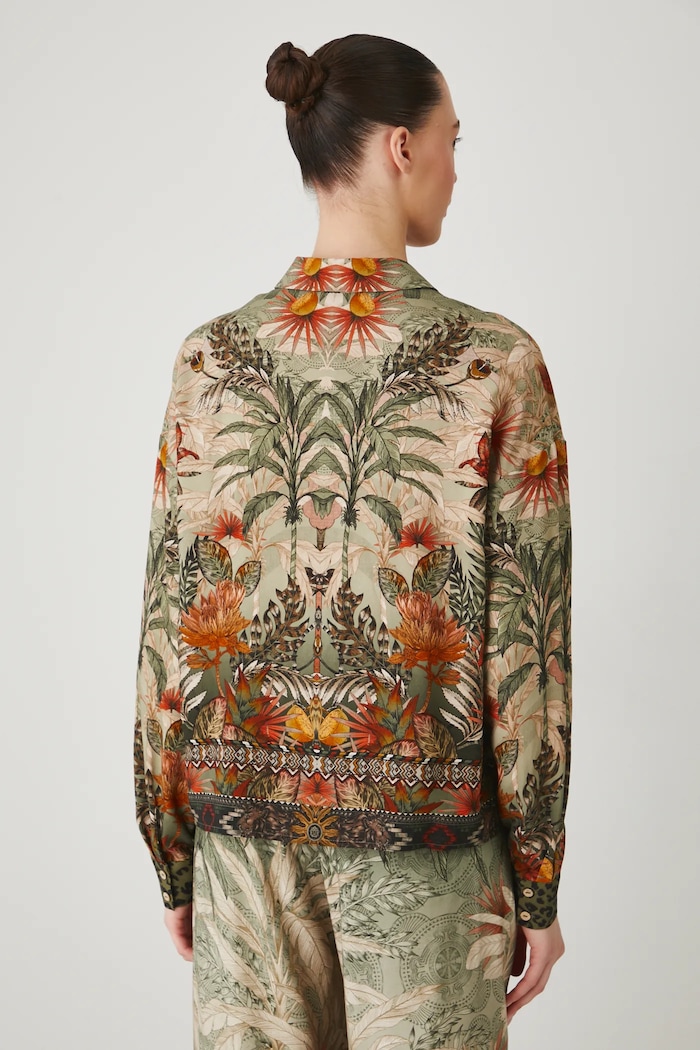 Odzież Koszula z domieszką lnu wzorzysta kolor multicolor RS25-KDD801 multicolor
