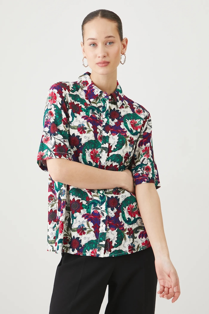 Košile dámská oversize, z viskózy klasický bílá RS25-KKD030