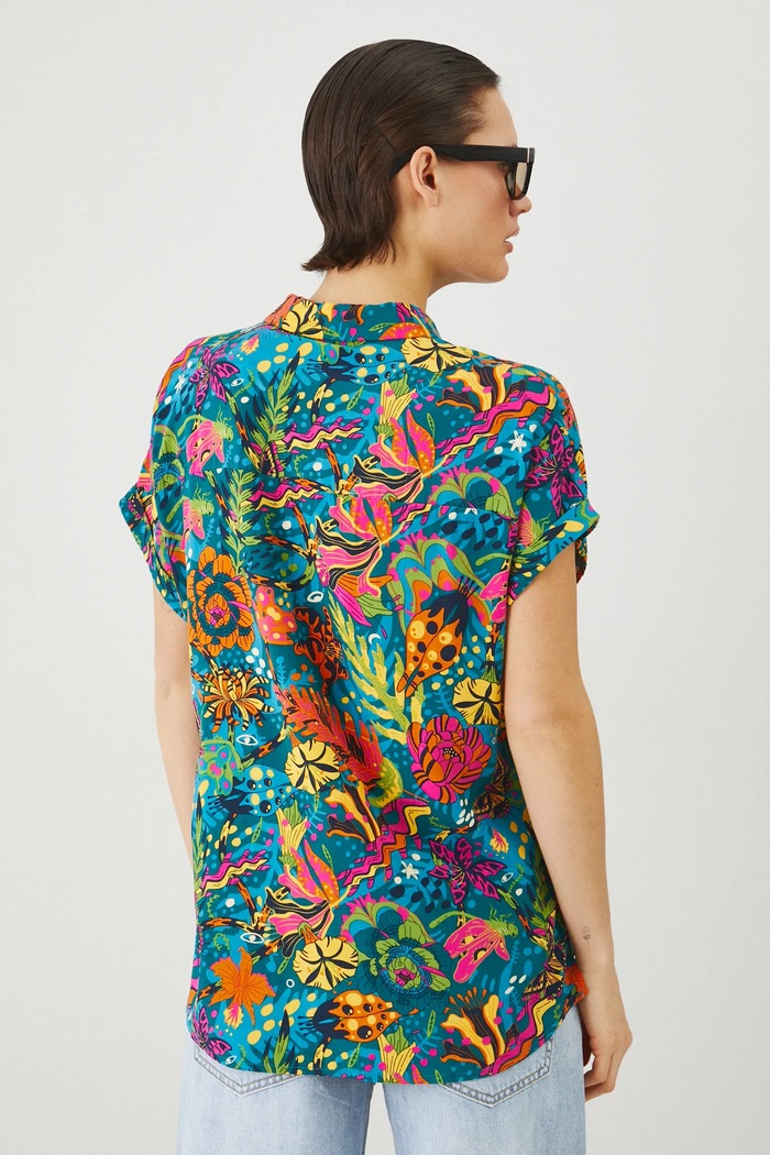 Odzież Koszula damska oversize wzorzysta kolor multicolor RS25-KKD071 multicolor