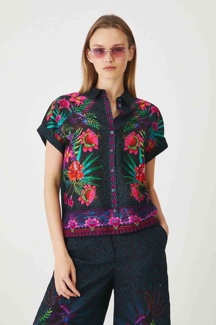 Koszula bawełniana damska wzorzysta kolor multicolor wzorzyste multicolor RS25-KKDA00