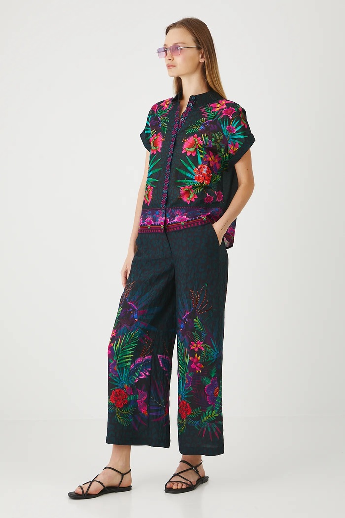 Koszula bawełniana damska wzorzysta kolor multicolor RS25-KKDA00 multicolor RS25