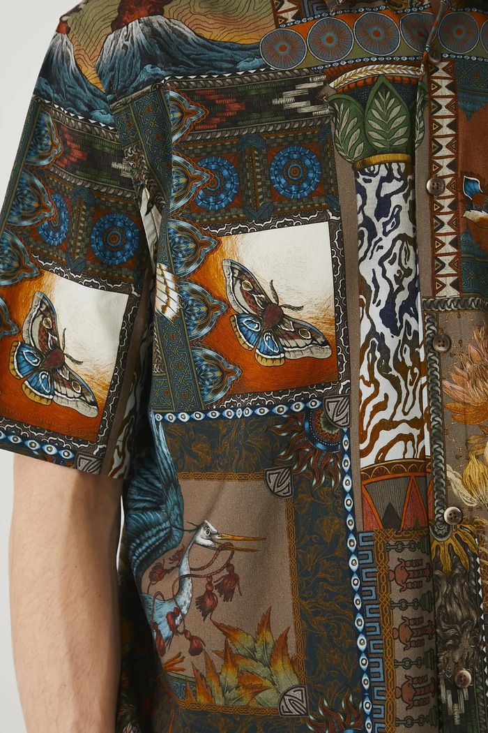 Koszula męska z kołnierzykiem klasycznym wzorzysta kolor multicolor RS25-KKM802 multicolor