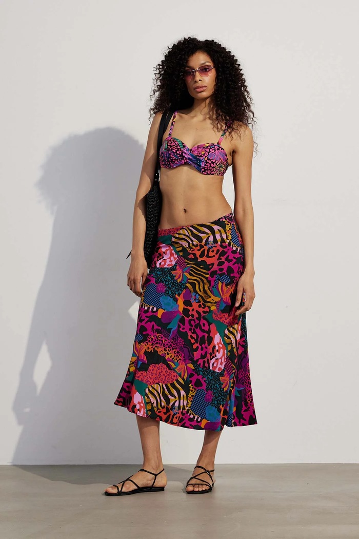 Dwuczęściowy strój kąpielowy damski wzorzysty kolor multicolor kwiaty multicolor RS25-KOD719