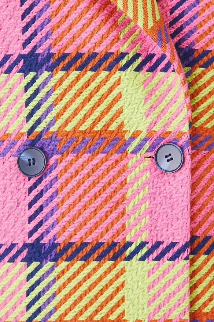 Płaszcz z domieszką wełny damski w kratę kolor multicolor RS25-KPD104 multicolor
