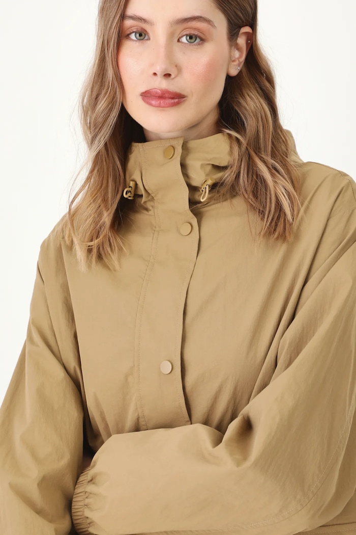 Parka dámská hladký povrch béžová barva béžová RS25-KPD500