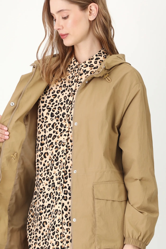 Parka dámská hladký povrch béžová barva RS25-KPD500