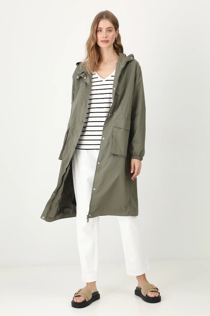 Parka damska gładka kolor zielony RS25-KPD500 zielony RS25