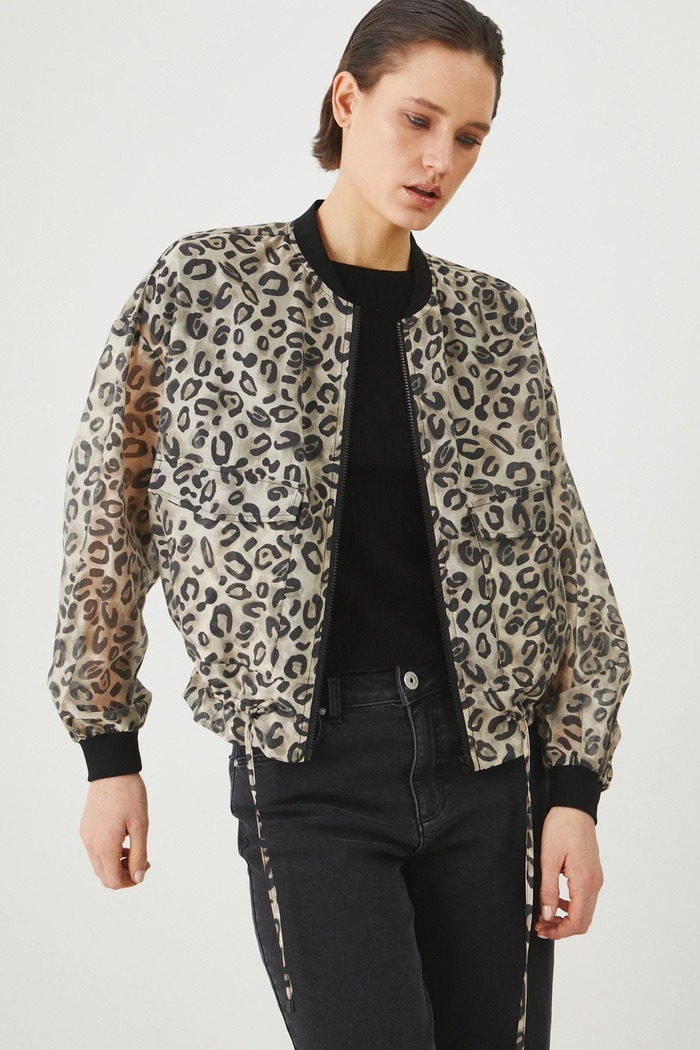 Odzież Kurtka bomber damska w panterkę kolor multicolor RS25-KUD704 multicolor