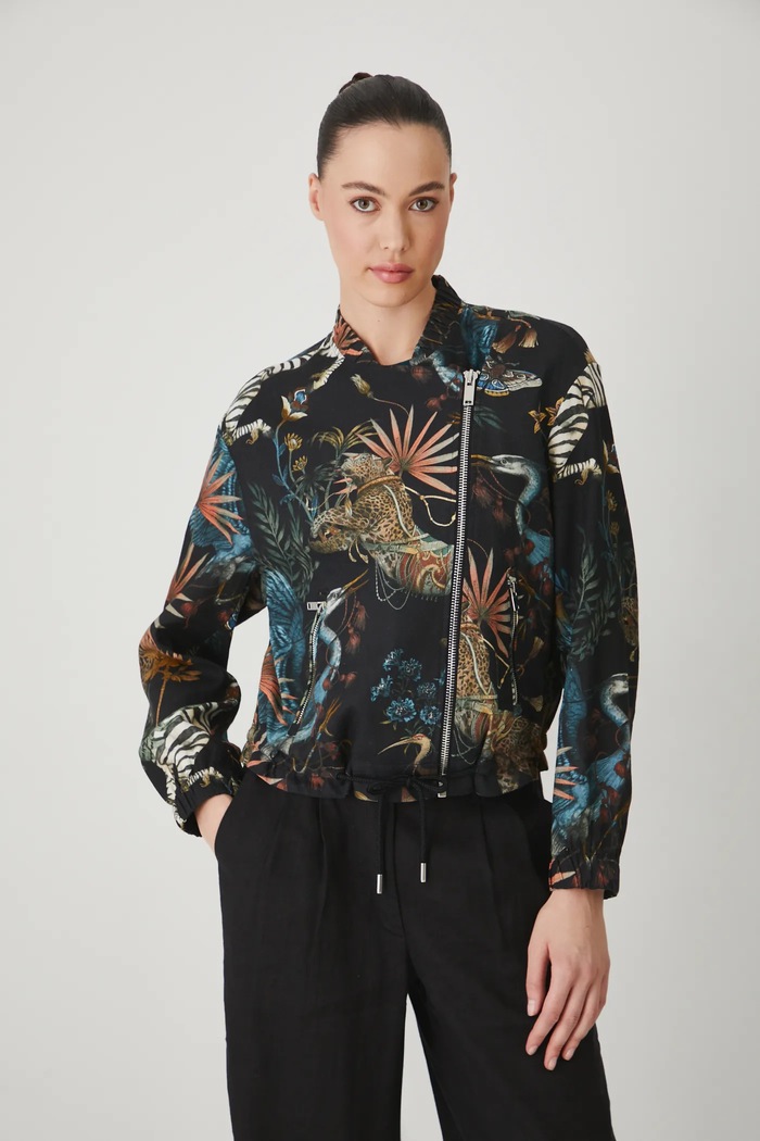 Ľanová bomber bunda vzorovaná viac farieb RS25-KUD804 viacfarebná RS25