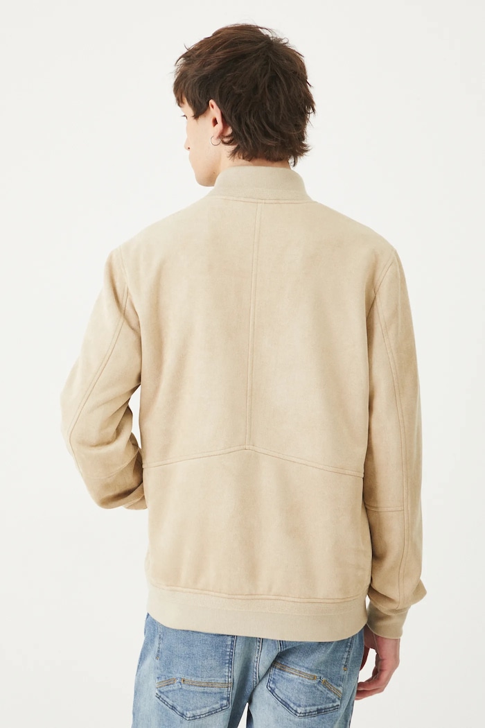 Odzież Kurtka męska typu harrington z imitacji zamszu kolor beżowy RS25.KUM301 beżowy