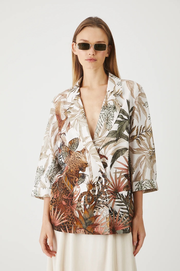 Kimono z domieszką lnu damskie gładkie kolor multicolor tkanina multicolor RS25-KZD802