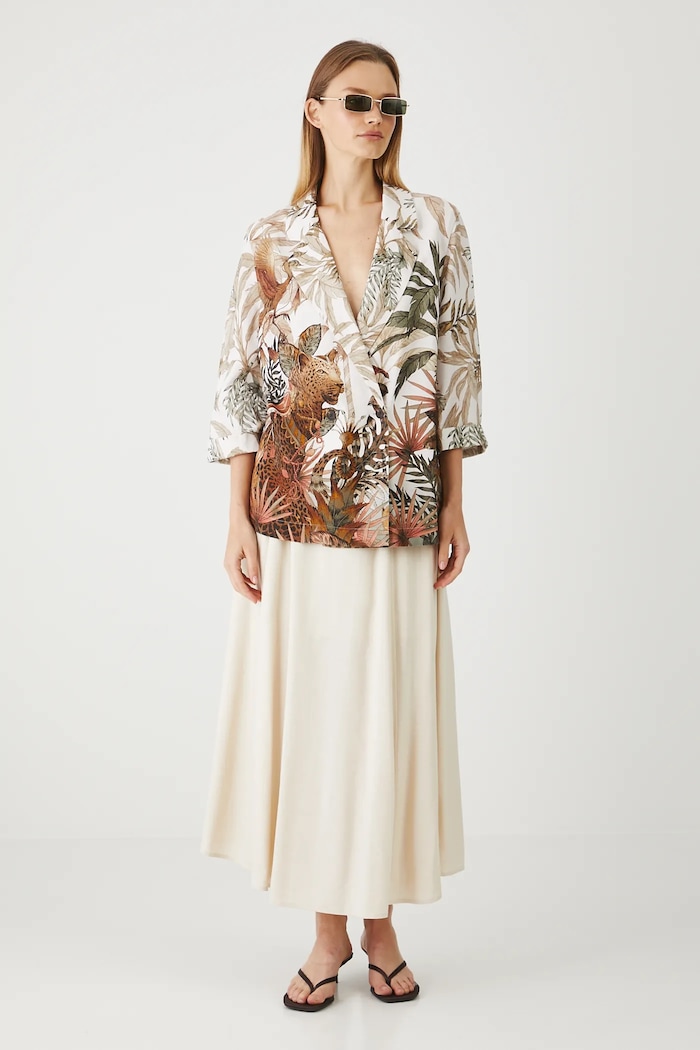 Kimono z domieszką lnu damskie gładkie kolor multicolor RS25-KZD802 multicolor RS25