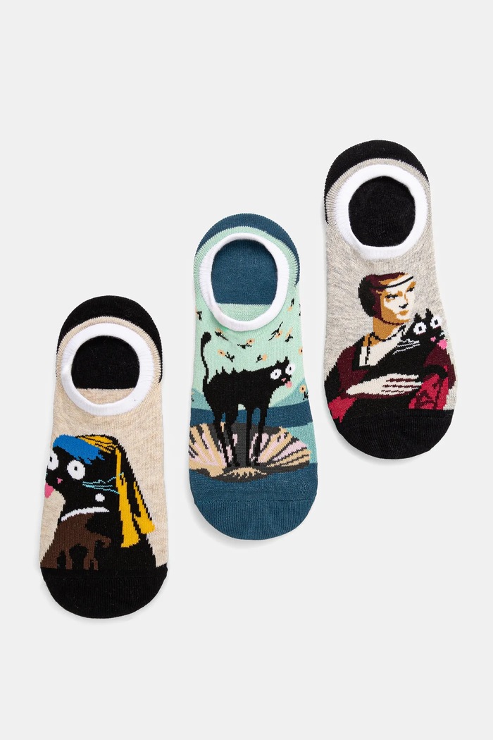 Skarpetki bawełniane damskie z kolekcji Dzień Kota (3-pack) kolor multicolor skarpetki długie multicolor RS25.LGD350