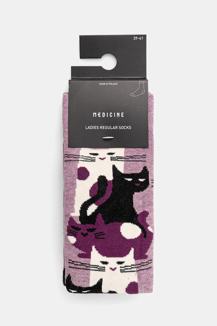 Skarpetki bawełniane damskie w koty (2-pack) kolor multicolor RS25.LGD403 multicolor RS25